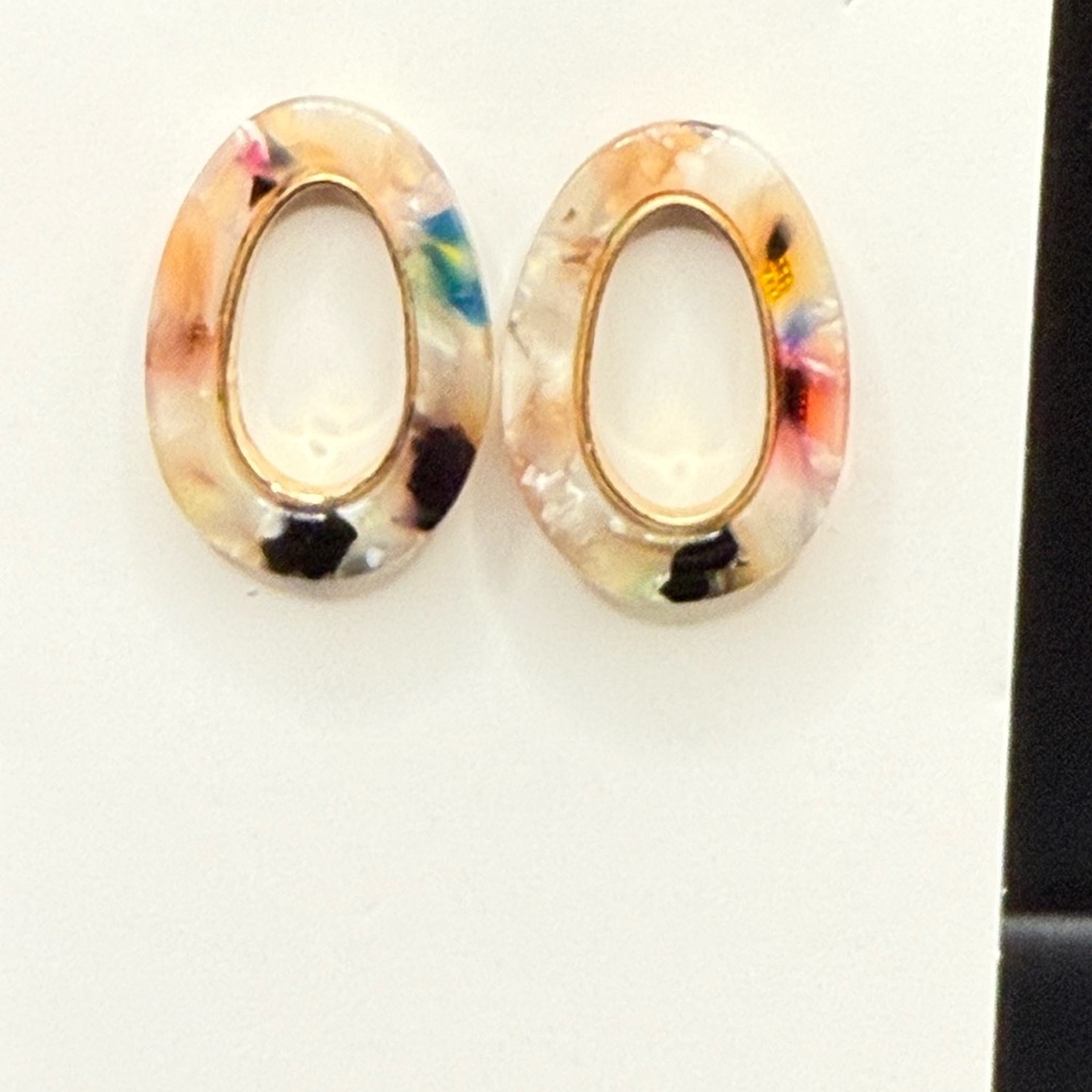 Loft Multicolor Oval Earrings post - back